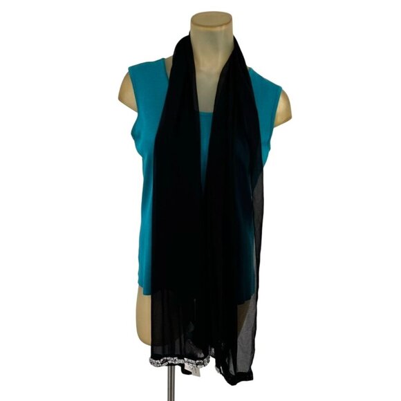 Steve Madden Black Sheer Scarf  Womens Accessory 70 X 20 new $48 - Picture 3 of 9